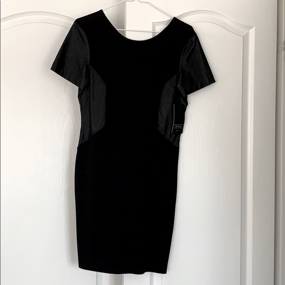 Zara black dress with leather sleeves - Picture 1 of 4